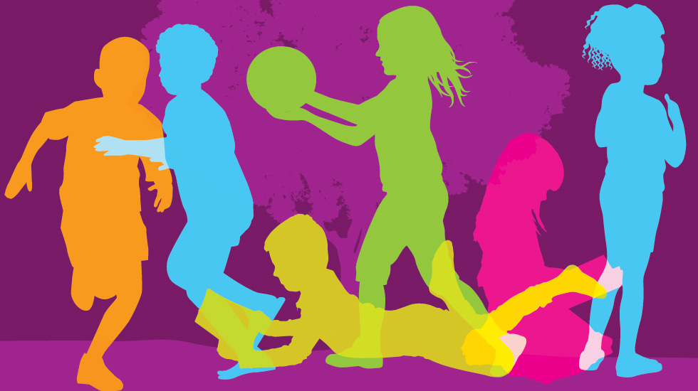 Illustration of a adolescent kicking a soccer ball.