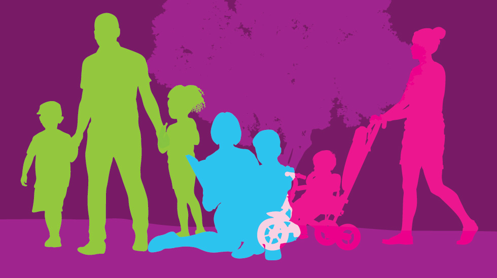 Illustration of a child sliding down a slide.